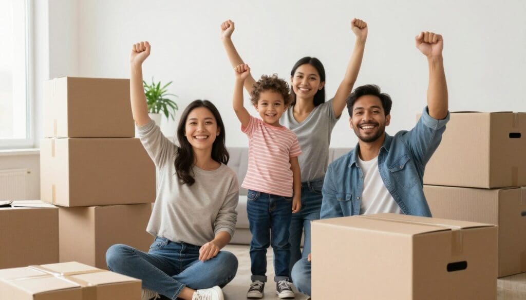 Happy customers in their new home