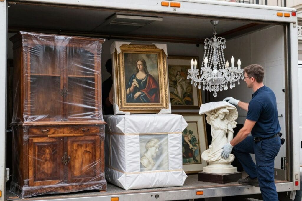 Various specialty items being professionally moved